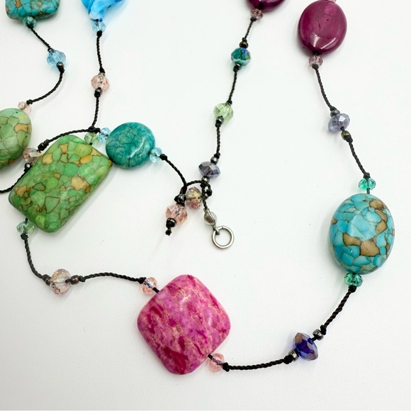 Vintage Multi Colour Venetian Glass Stone Crystal Necklace - Picture 7 of 10